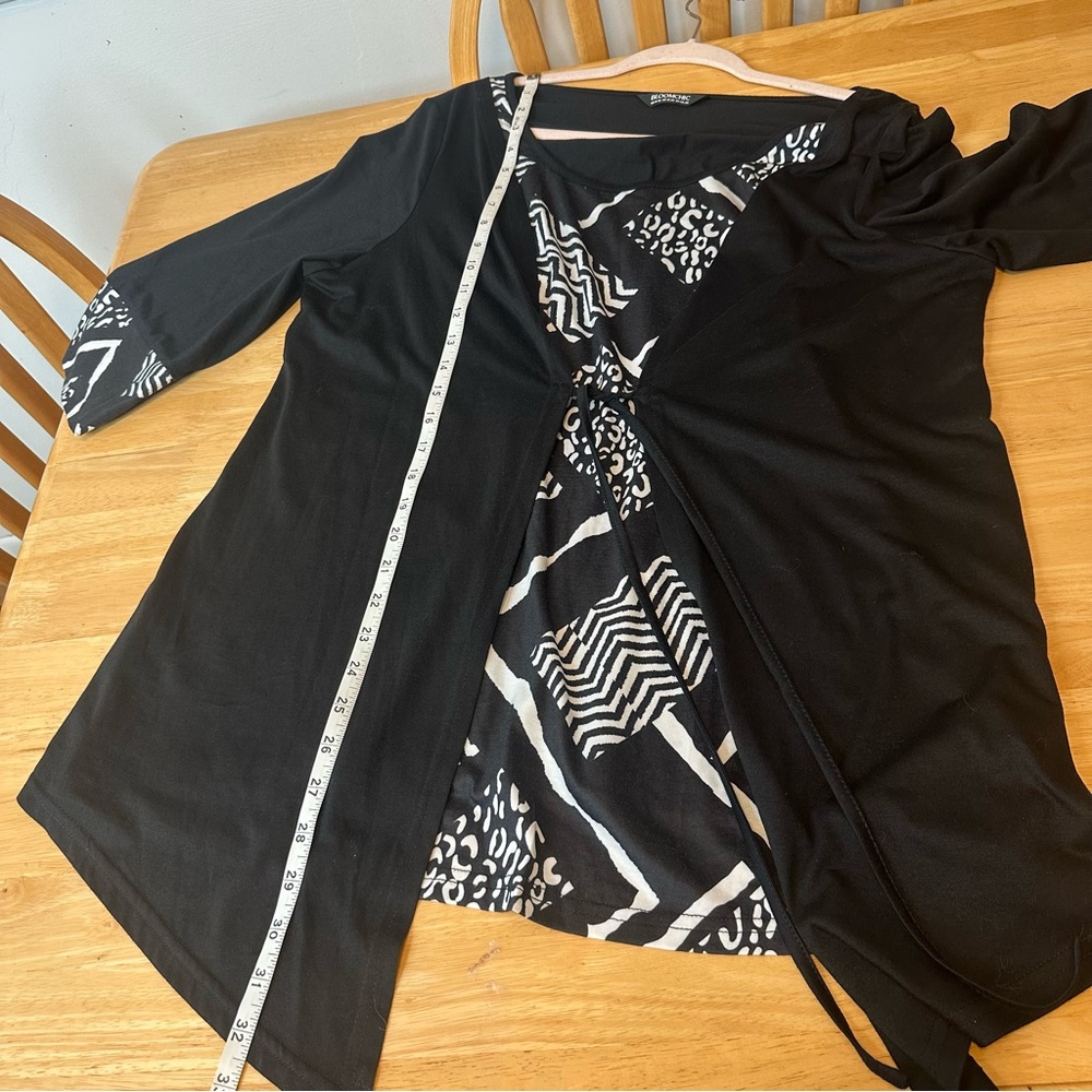 Bloom Chic Women’s Plus Size Black & White Tie Top 3/4 Sleeve Size 14 / 16 - Picture 5 of 9